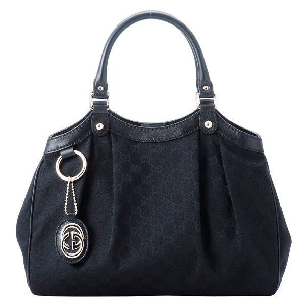 Authentic Gucci Sukey Tote Bag 211943 Black Canvas